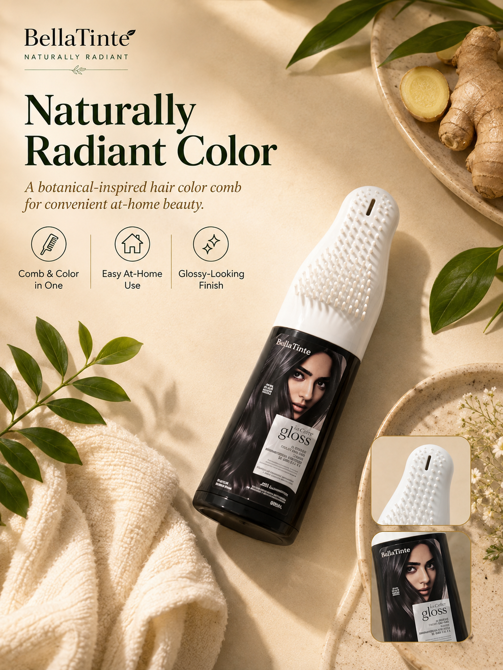 Hair Dye Cream Hair Dye Comb Hair Color Ammonia-Free Cream with Plant Extracts for Long-Lasting Color, No Fading, Plant Extracts, No Damage to Hair, Chestnut Brown, Natural Black, Highlights, Gentle Hair Care Hairdye