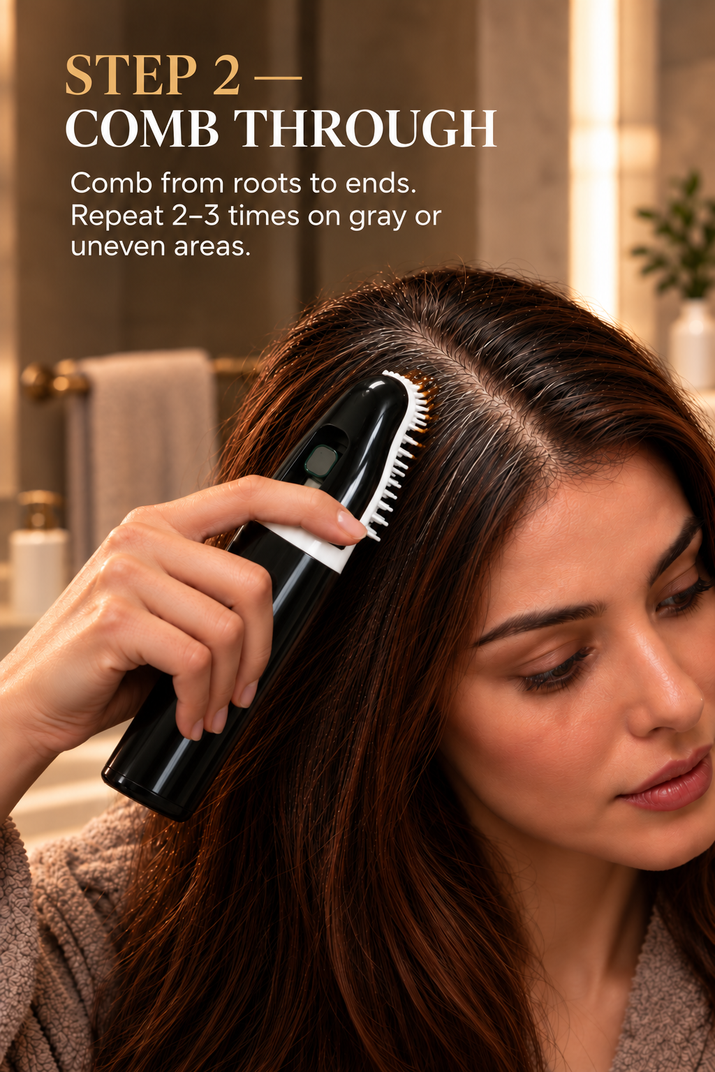 BellaTinte Ammonia-Free Hair Color Comb for Gray Roots and Regrowth – One-Step Applicator with Botanical Extracts