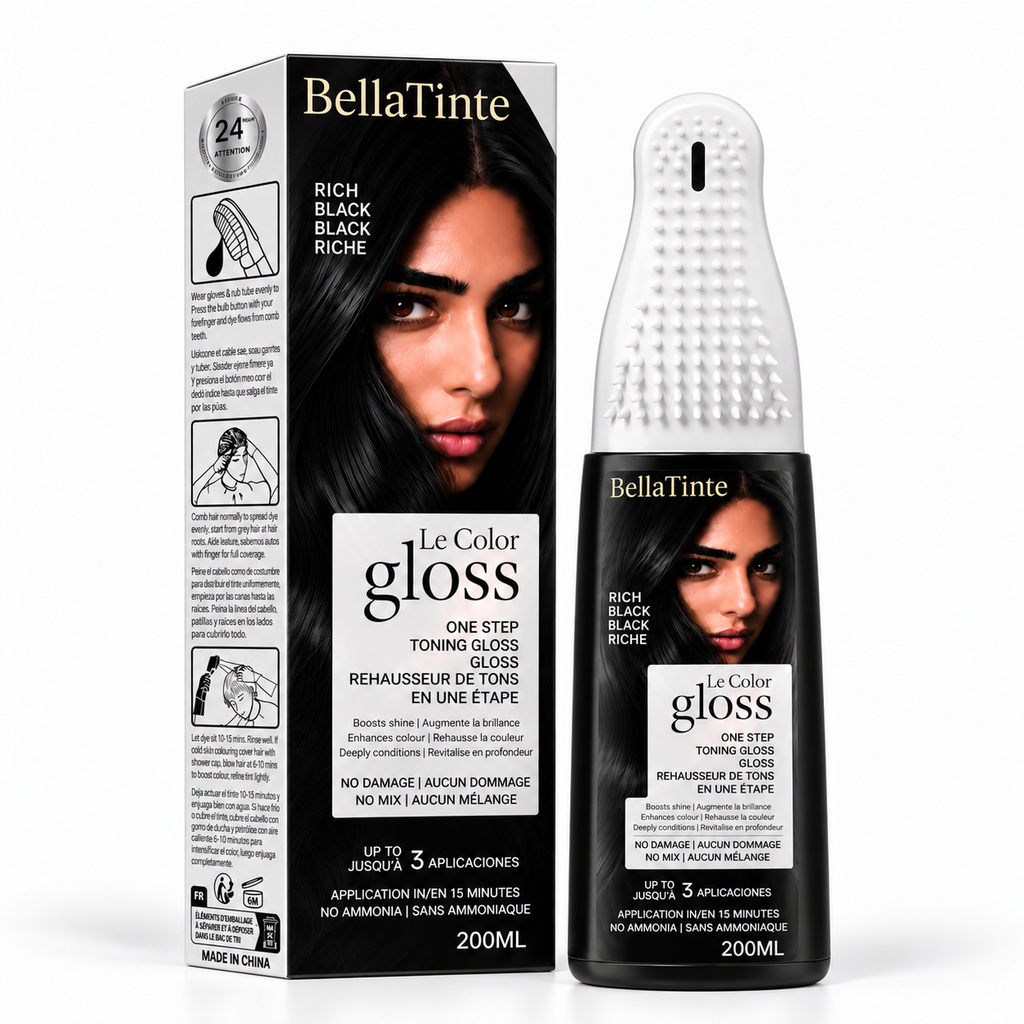 BellaTinte Ammonia-Free Hair Color Comb for Gray Roots and Regrowth – One-Step Applicator with Botanical Extracts